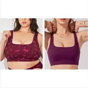 Popflex Maroon/Pink Corset Sports Bra Fleur d'amour/Plum Tone Bra Coquette sz XL